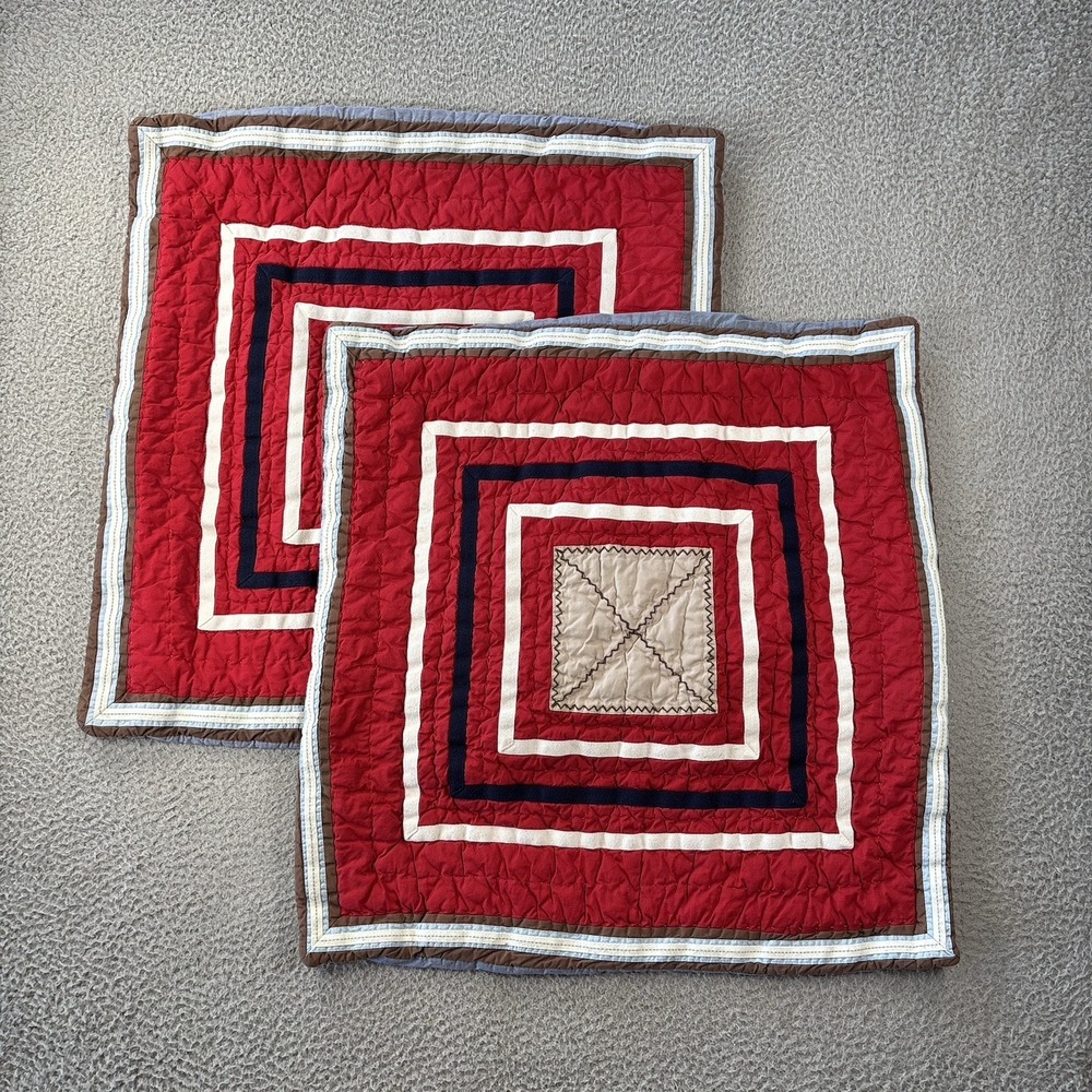 Set of 2 Pottery Barn Kids Junior Varsity Sports Quilted Euro Shams
